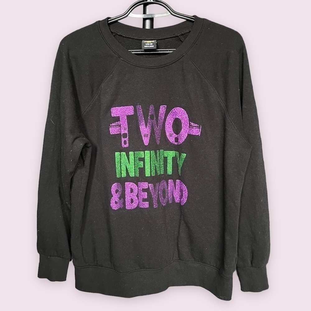 Disney Black Toy Story Two Infinity & Beyond Sparkly Crewneck Sweatshirt Medium